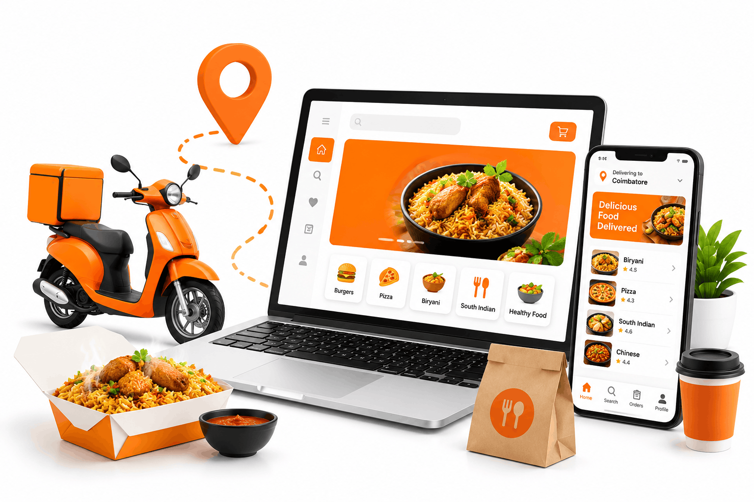 Orange Food Delivery App Showcase (1) Digital Marketing for Clinics